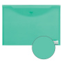 Папка-конверт с кнопкой БОЛЬШОГО ФОРМАТА (305х435 мм), А3, прозрачная, зеленая, 0,18 мм, BRAUBERG, 224033 - Папки-конверты с кнопкой
