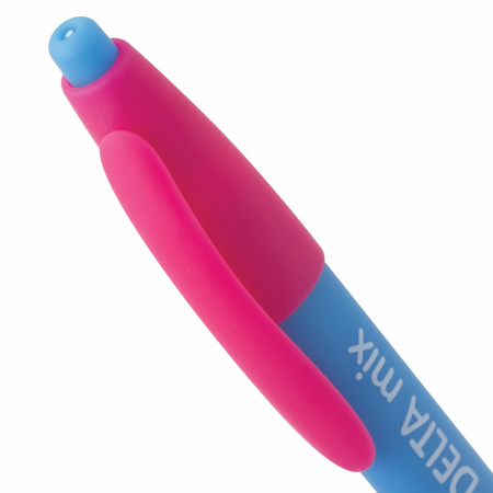Ручка шариковая масляная автоматическая BRAUBERG "Delta Mix", СИНЯЯ, корпус soft-touch ассорти, узел 0,7 мм, линия письма 0,35 мм, 143340, 1 шт, OBPR366 - Ручки шариковые автоматические