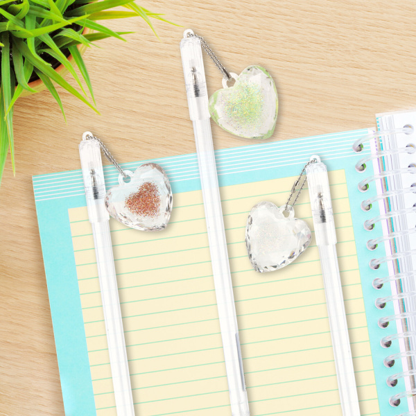 Ручка с подвеской шариковая ЮНЛАНДИЯ "Хрустальное сердце", детали ассорти, СИНЯЯ, пишущий узел 0,7 мм, 143792 - Ручки фигурные