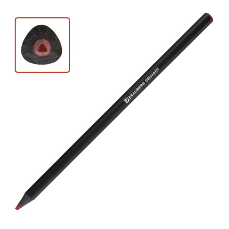 Карандаши цветные BRAUBERG "Black Jack", 12 цв., трехгранные, черное дерево, заточенные, картонная упаковка, 180834 - Карандаши цветные