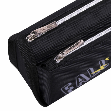 Пенал мягкий ЮНЛАНДИЯ, 2 отделения, полиэстер, "Dino doom", черный, 21х9х6 см, 271574 - Пеналы мягкие