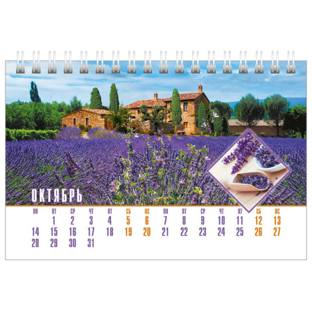 Календарь-домик настольный на гребне на 2024 г., 160х105 мм, "Лавандовые поля", HATBER, 12КД6гр_29184 - Календари настольные