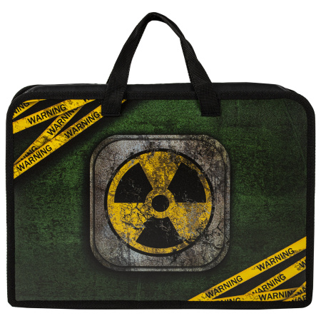 Папка на молнии с ручками ЮНЛАНДИЯ А4, 1 отделение, пластик, ширина 75 мм, "Warning", 270956 - Папки-сумки с ручками