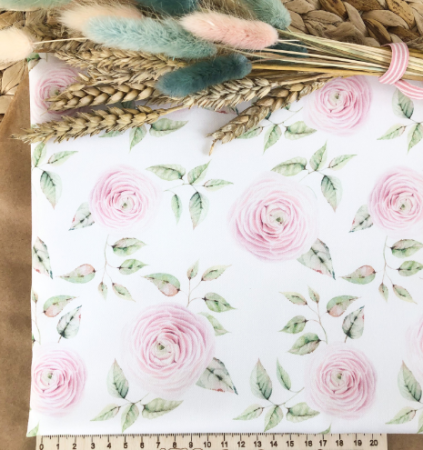 Ткань для рукоделия "Розовый бутон" 30*80 см. 100% хлопок, плотность 140 г/м2