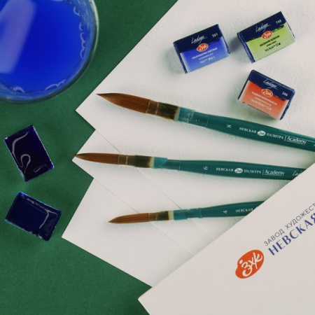 Кисть из синтетики круглая короткая ручка пластиковая обойма, № 4 "Ладога" - Кисти художественные из синтетического волоса