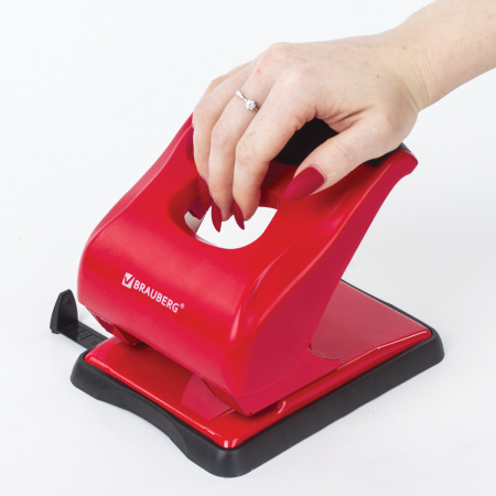 Дырокол BRAUBERG "JET PRO", до 40 листов, красно-черный, 228603 - Дыроколы настольные