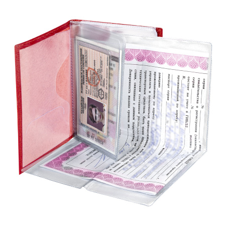 Обложка для автодокументов натуральная кожа ящерица, без тиснения, красная, BRAUBERG, 238191 - Обложки для автодокументов и бумажники водителя