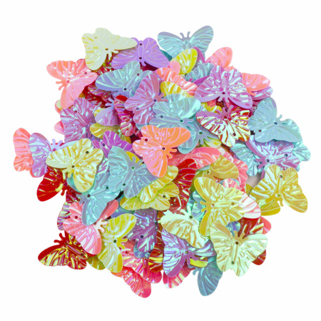 Пайетки для творчества "Бабочки", яркие, цвет ассорти, 5 цветов, 15 мм, 20 грамм, ОСТРОВ СОКРОВИЩ, 661281 - Пайетки для творчества