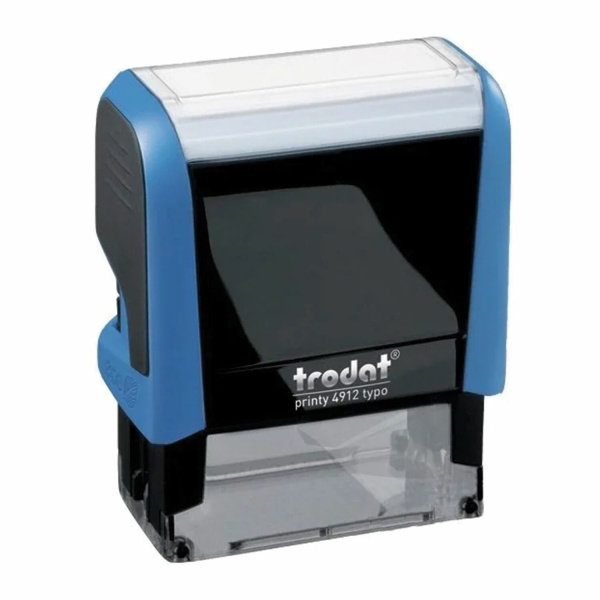 Штамп самонаборный 4-строчный, оттиск 47х18 мм, синий без рамки, TRODAT 4912P4/DB, КАССЫ В КОМПЛЕКТЕ, 4912/DB - Штампы прямоугольные самонаборные