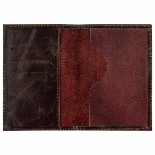 Обложка для паспорта натуральная кожа пулап, 3D герб + тиснение "ПАСПОРТ", темно-коричневая, BRAUBERG, 238194 - Обложки для паспорта