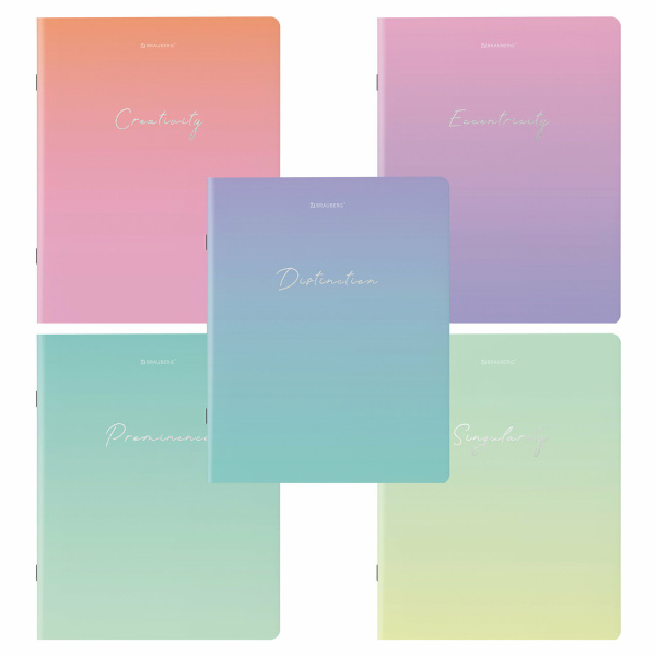 Тетрадь А5, 48 л., BRAUBERG скоба, клетка, SoftTouch, фольга, "Inspiration", 1 шт, 404399 - Тетради 40-48 листов