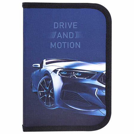 Пенал BRAUBERG с наполнением, 1 отделение, 1 откидная планка, 24 предмета, 21х14 см, "Sport car", 271527 - Пеналы с наполнением