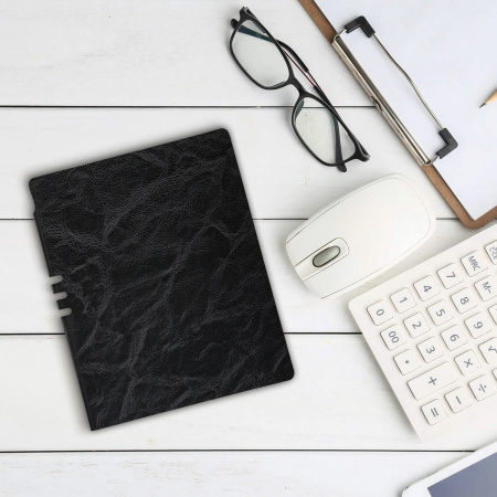 Тетрадь А5 (175х215 мм), BRAUBERG "NEBRASKA", 96 л., под кожу, клетка, черный, 113416 - Бизнес-блокноты и бизнес-тетради