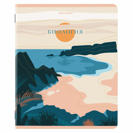 Тетрадь предметная "ELEGANCE" 48 л., SoftTouch, фольга, БИОЛОГИЯ, клетка, BRAUBERG, 404547 - Тетради предметные