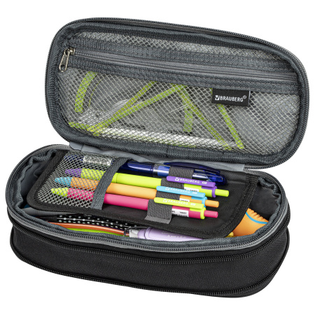 Пенал-трансформер BRAUBERG, полиэстер, 22х10х3 см, "Charcoal gray", 271561 - Пеналы мягкие