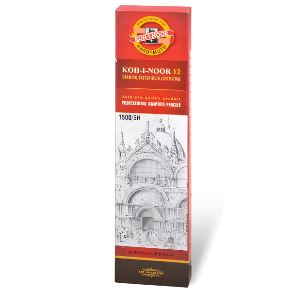 Карандаш чернографитный KOH-I-NOOR 1500, 1 шт., 5H, корпус желтый, заточенный, 150005H01170 - Карандаши чернографитные