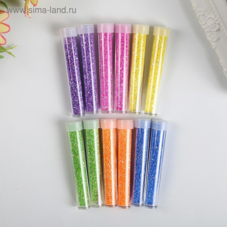Набор глиттера  12 шт "Блёстки пастель" в тюбике по 3 грамма