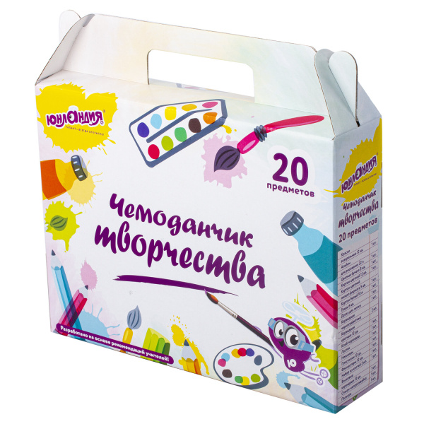 Набор для творчества в подарочной коробке ЮНЛАНДИЯ "ЧЕМОДАНЧИК ТВОРЧЕСТВА" 20 предметов, 880124 - Наборы первоклассников