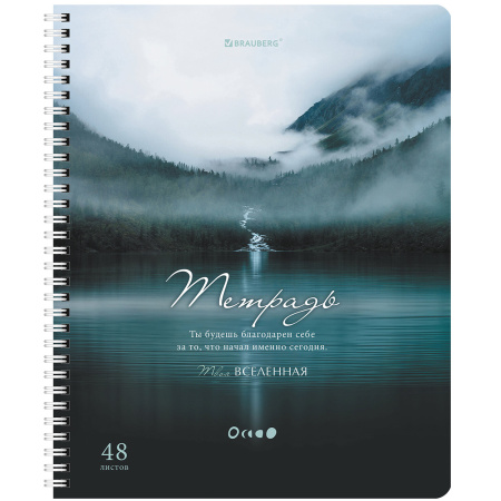 Тетрадь А5 48 л. BRAUBERG, гребень, клетка, обложка картон, "Nature" (4 вида в спайке), 404340 - Тетради 40-48 листов