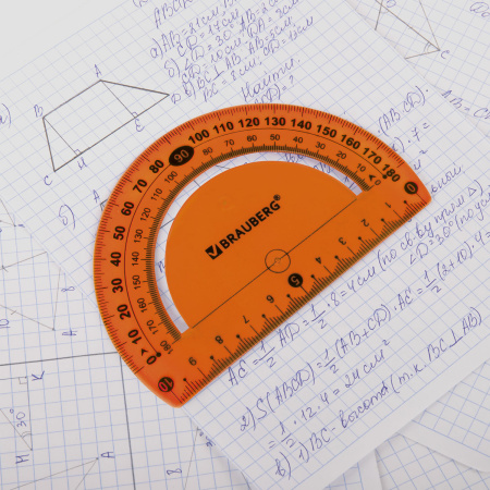 Транспортир 10 см гибкий BRAUBERG "FLEX", пластиковый, 180 градусов, ассорти, европодвес, 210676 - Транспортиры