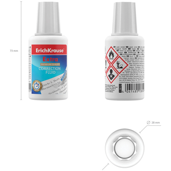 Корректирующая жидкость ERICH KRAUSE, 20 мл, флакон с кисточкой, 5 - Корректирующие жидкости