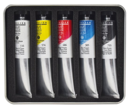 Набор масляных красок "Test Pack" Sennelier, 5шт по 21мл, туба, жестяная коробка - Масляные краски художественные в наборах