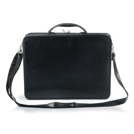 Портфель "Паритет", 38х29х6 см, искусственная кожа, 3 отделения, на молнии, черный - Портфели из кожи