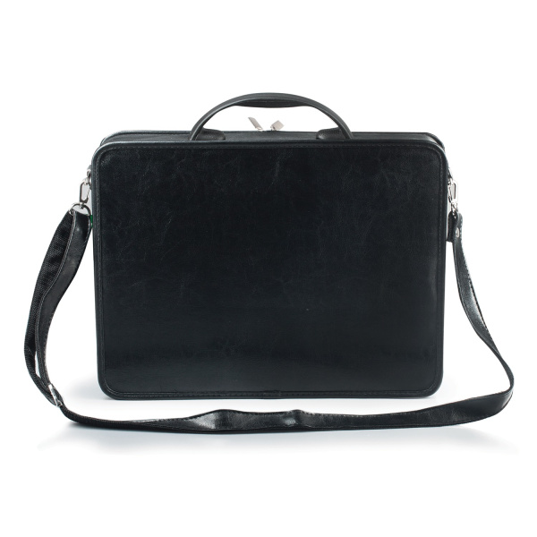 Портфель "Паритет", 38х29х6 см, искусственная кожа, 3 отделения, на молнии, черный - Портфели из кожи