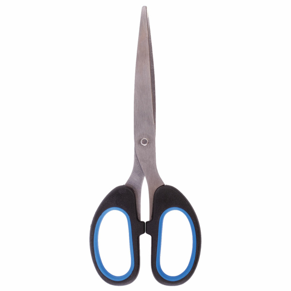 Ножницы BRAUBERG "Classic+", 160 мм, черно-синие, классической формы, резиновые вставки, 236447 - Ножницы универсальные