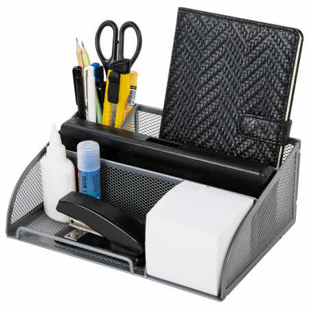 Подставка-органайзер BRAUBERG "Germanium", 5 секций, 255х180х105 мм, металл, серебро, 237974 - Подставки канцелярские без наполнения