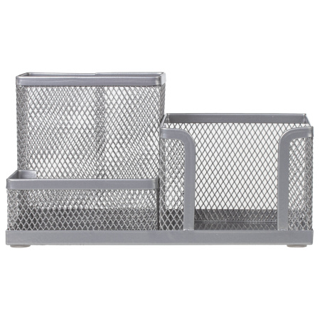 Подставка-органайзер BRAUBERG "Germanium", металлическая, 3 секции, 102*186*95 мм, серебристая, 231987 - Подставки канцелярские без наполнения