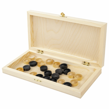 Шашки классические деревянные, лакированные, доска 29х29 см, ЗОЛОТАЯ СКАЗКА, 664673 - Настольные игры