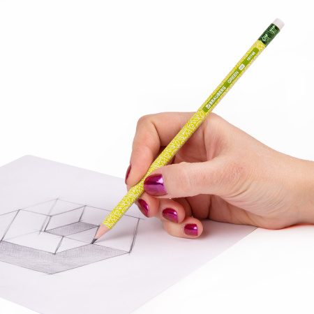 Карандаш чернографитный BRAUBERG "GREEN", 1 шт., HB, с ластиком, пластиковый, ассорти, 181746 - Карандаши чернографитные