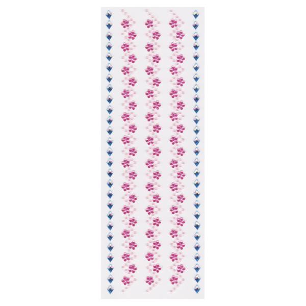 Стразы самоклеящиеся на ленте "Цветочная волна", 6-15 мм, 5 лент, на подложке, ОСТРОВ СОКРОВИЩ, 661587 - Стразы для творчества