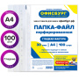 Папки-файлы перфорированные ОФИСБУРГ, А4, комплект 100 шт., гладкие, 30 мкм, 227525 - Папки перфорированные