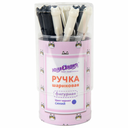 Ручка фигурная шариковая ЮНЛАНДИЯ "Котик", корпус ассорти, СИНЯЯ, пишущий узел 0,7 мм, 143787 - Ручки фигурные