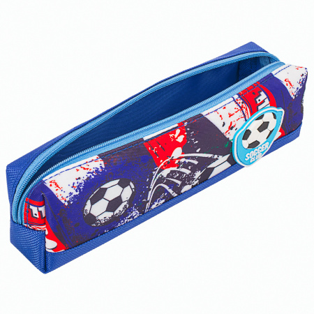 Пенал ЮНЛАНДИЯ, 1 отделение, полиэстер, "Football", синий, 19х4х6 см, 270270 - Пеналы мягкие