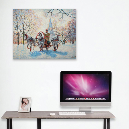 Картина стразами (алмазная мозаика) 40х50 см, ОСТРОВ СОКРОВИЩ "Русская зима", на подрамнике, 662593 - Алмазная вышивка