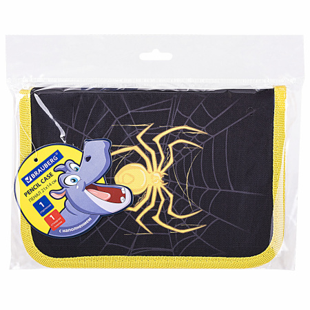 Пенал BRAUBERG с наполнением, 1 отделение, 1 откидная планка, 24 предмета, 21х14 см, "Venomous spider", 271526 - Пеналы с наполнением