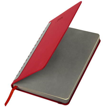 Ежедневник датированный 2024 А5 138x213 мм, BRAUBERG "Original", под кожу, бордо/серый, 114941 - Ежедневники с покрытием "под кожу и ткань"