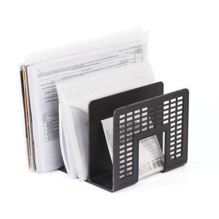 Лоток-сортер для бумаг BRAUBERG "Radikal", 3 отделения, 207х212х165 мм, сетчатый, черный, 235364 - Лотки и подставки секционные