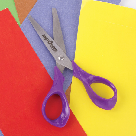 Ножницы ЮНЛАНДИЯ "КОТИК МЯУ", 130 мм, картонная упаковка с подвесом, ассорти, 236978 - Ножницы детские