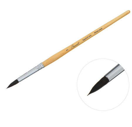 Кисть белка микс круглая короткая ручка пропитанная лаком "Сонет" №5 (211205) (5 мм)