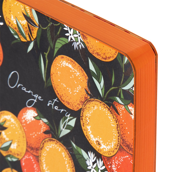 Ежедневник недатированный А5 (138х213 мм), BRAUBERG VISTA, под кожу, гибкий, 136 л., "Orange story", 112018 - Ежедневники с покрытием "под кожу и ткань"