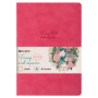 Тетрадь-скетчбук 48 л. обложка кожзам под замшу, сшивка, A5 (147х210мм), 70 г/м2, КОРАЛЛОВЫЙ, BRAUBERG CAPRISE, 403861 - Тетради 40-48 листов