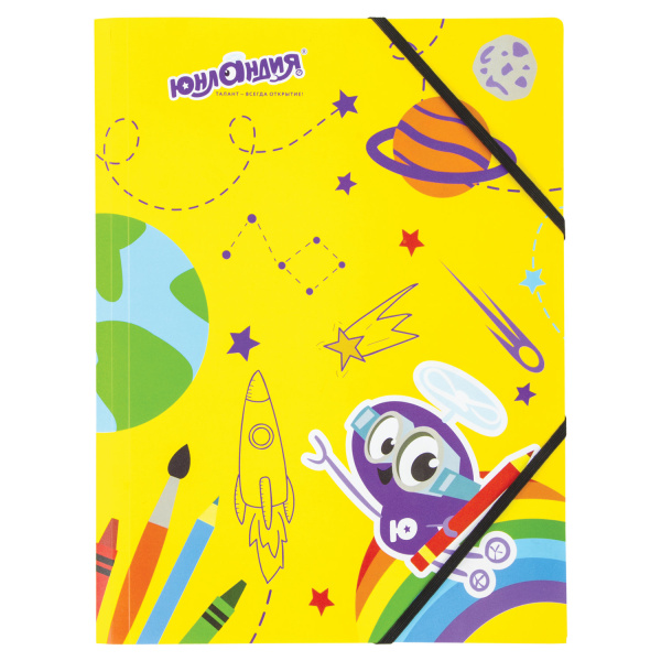 Папка на резинках ЮНЛАНДИЯ, А4, цветная печать, до 300 листов, 500 мкм, 228046 - Папки на резинках пластиковые