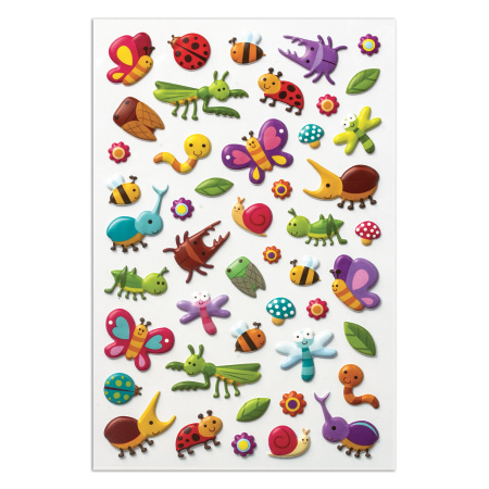 Наклейки зефирные "Букашки", многоразовые, 10х15 см, ЮНЛАНДИЯ, 661828 - Наклейки