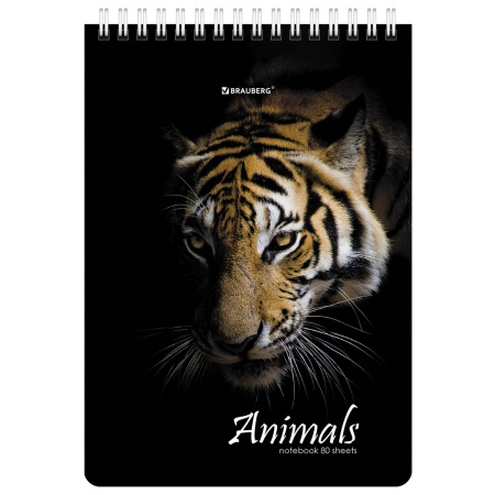 Блокнот А5 (146х206 мм), 80 л., гребень, картон, жесткая подложка, клетка, BRAUBERG, "Хищники", 114385 - Блокноты