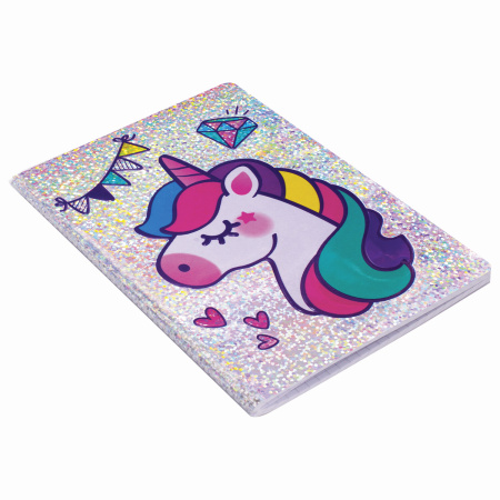 Блокнот МАЛЫЙ ФОРМАТ (103х148 мм) А6, 32 л., сшивка, тиснение, клетка, ЮНЛАНДИЯ, Единорог, 662705 - Блокноты детские