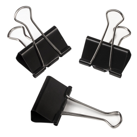 Зажимы для бумаг ОФИСМАГ, КОМПЛЕКТ 12 шт., 41 мм, на 200 листов, черные, картонная коробка, 226767 - Зажимы для бумаг